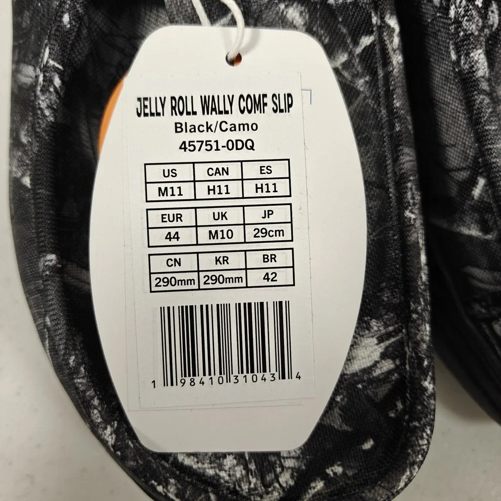 Hey Dude x Jelly Roll Wally Realtree Edge Camo Men's 11 Black Slip On Shoes NWT